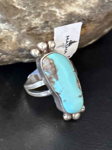 Navajo Blue Kingman Turquoise Ring | Sterling Silver | Sz 8.5 | 00435