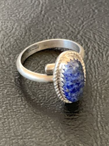 Navajo Lapis Lazuli Adjustable Ring | Sterling Silver | Sz 7 | Authentic Native American Handmade | 12448