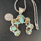 Navajo Blue #8 Turquoise Squash Blossom Necklace Pendant | Authentic Native American Sterling Silver | Naja | 14241