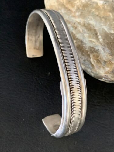 Old Pawn Southwestern Stamped Cuff Bracelet | Navajo Sterling Silver | Authentic Native American Handmade | 13831
