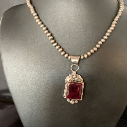 Navajo Purple Spiny Necklace Pendant | Sterling Silver | Authentic Native American Handmade | 13628