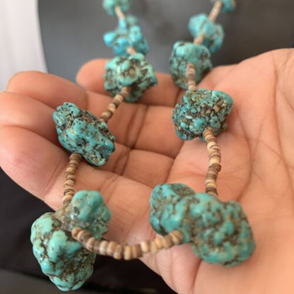 Navajo Turquoise Necklace | Sterling Silver | 24" | Authentic Native American Handmade | 10686