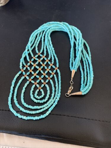 Santo Domingo Turquoise Heishi 5-Strand Necklace | Sterling Silver & Gold-Filled | 12073