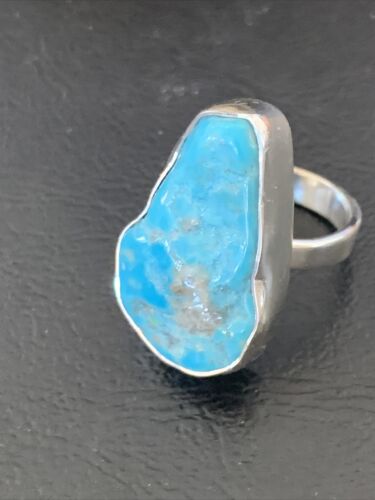 Navajo Blue Kingman Turquoise Ring | Sterling Silver | Sz 7.5 | Authentic Native American Handmade | 11615