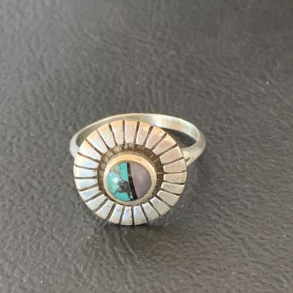 Navajo Blue Turquoise Sugilite Inlay Ring | Sz 6 | Sterling Silver | Authentic Native American Handmade | 11178