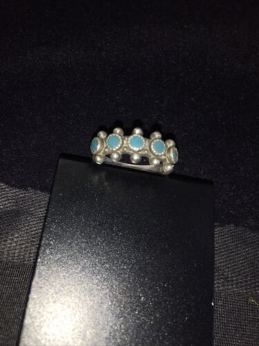 Navajo Women's Blue Turquoise Ring | Sterling Silver | Sz 6.25 | Authentic Native American Handmade | 01785