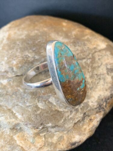 Native American Women's Navajo Arizona Turquoise Ring | Sterling Silver | Sz 10 | 00726