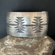 Native American Sterling Silver Navajo Stamped Cuff Bracelet | Handmade | 14589