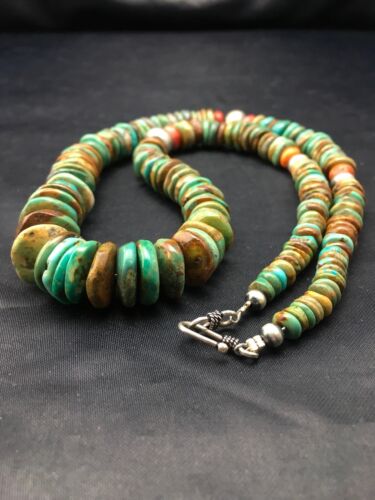 Authentic Navajo Turquoise Graduated Necklace | Sterling Silver | 23" | Native American Jewelry | 4363