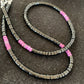 Native American Sugilite Heishi Onyx Necklace for Men | Sterling Silver | 19" | 8822