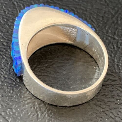 Navajo Blue Opal Inlay Band Ring | Sz 6 | Authentic Native American Handmade | 12415