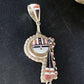 Zuni Kachina Coral Mother of Pearl Onyx Inlay Pin Pendant | Sterling Silver | 4.20" | 13688