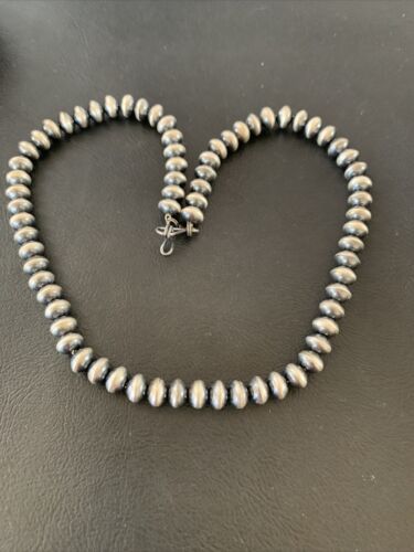 Navajo Pearl Rondelle Necklace | Sterling Silver Beads | Handmade | 17" | 2156