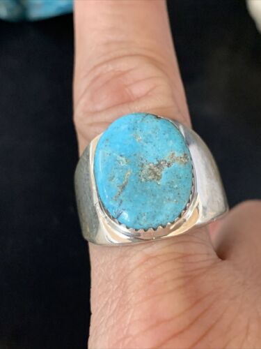 Navajo Blue Kingman Turquoise Ring | Sterling Silver | Sz 11 | Authentic Native American Handmade | 14142