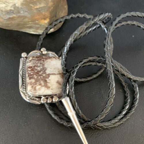 Navajo Wild Horse Turquoise Bolo Tie | Sterling Silver | Authentic Native American Handmade | 14113