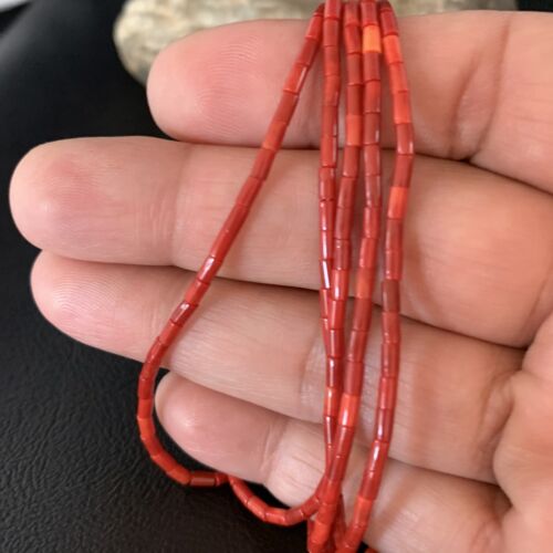 Handmade Liquid Silver 5-Strand Red Apple Coral Heishi Bracelet | Sterling Silver | 7.5" | 13610