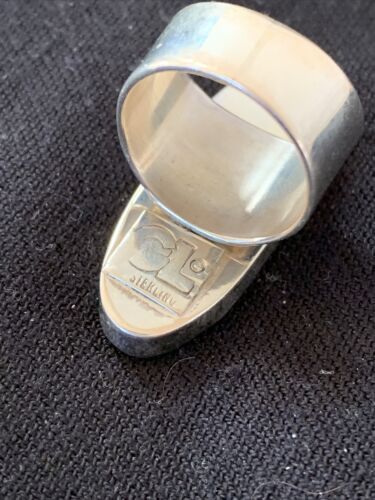 Southwestern Navajo Cinnabrite Ring | White Black | Sterling Silver | Sz 7.5 | 1562