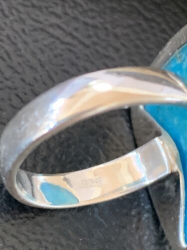 Men's Navajo Blue Kingman Turquoise Ring | Sterling Silver | Adjustable | Sz 7.5 | 10483