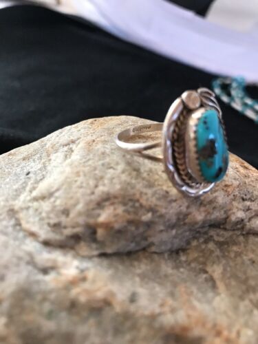 Native American Navajo Kingman Turquoise Ring | Sterling Silver | Sz 8