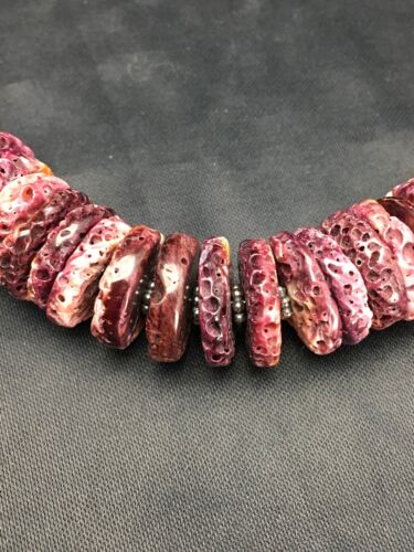 Purple Spiny Oyster Necklace | Navajo Sterling Silver | Authentic Native American Handmade | 23" | 2624
