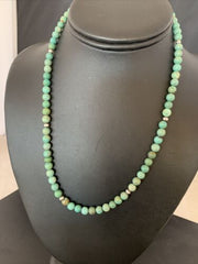 Navajo Royston Green Turquoise Necklace | Sterling Silver | Authentic Native American Handmade | 18" | 02213