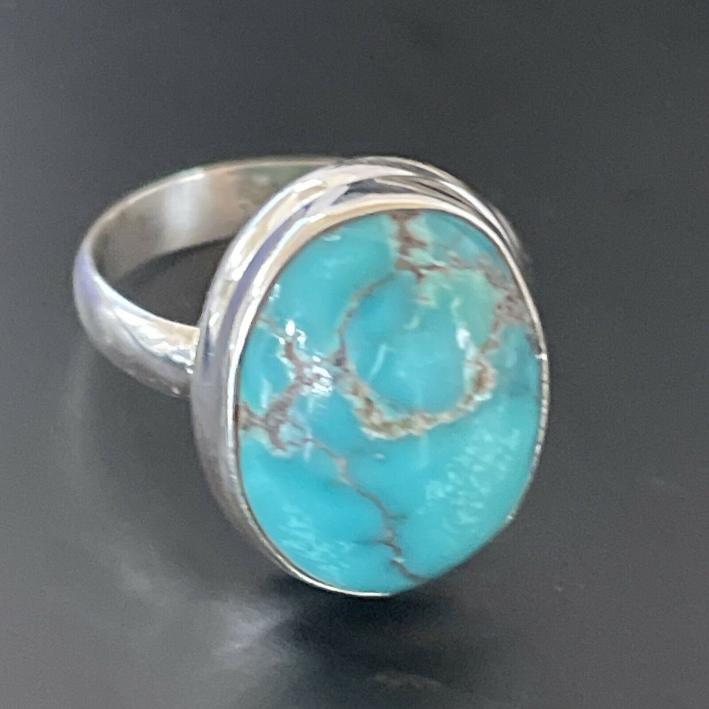 Navajo Spiderweb Blue Turquoise Ring | Sterling Silver | Sz 6.5 | Authentic Native American Handmade | 11444