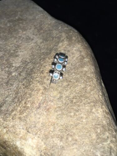 Navajo Women's Blue Turquoise Ring | Sterling Silver | Sz 6.25 | Authentic Native American Handmade | 01785