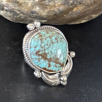 Navajo Blue Turquoise #8 Rings | Sterling Silver | Sz 9 | Authentic Native American Handmade | 14284