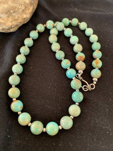Native American Navajo Pearls Royston Turquoise Necklace | Sterling Silver | 20" | 1379