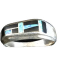 Native American Men's Navajo Opal & Black Onyx Inlay Ring | Sterling Silver | Sz 10 | 1600