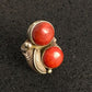 Navajo Apple Coral Sponge Ring | Sterling Silver Multi-Stone | Sz 9.25 | Native American Handmade |  8857