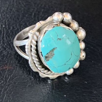 Navajo Blue Spiderweb Turquoise Ring | Sterling Silver | Sz 8.5 | Authentic Native American Handmade | 13527