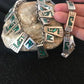Navajo Old Pawn Sterling Silver Necklace Bracelet Set | Chip Inlay Turquoise | Authentic Native American Jewelry | 11857