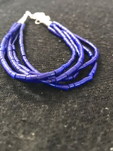 Blue Stabilized Lapis Heishi Bracelet | Sterling Silver | 5-Strand | 7" | 13598