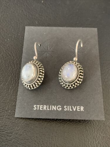 Navajo White Quartz Dangle Earrings | Sterling Silver | 1" | Authentic Native American Handmade | 13042