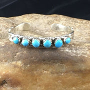 Navajo Blue Kingman Turquoise Cuff Bracelet | Sterling Silver | Authentic Native American Handmade | 10187