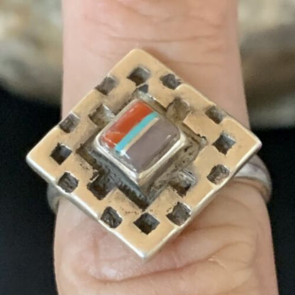 Native American Women's Navajo Sugilite Spiny Oyster Inlay Ring | Sz 6.5 | 13128