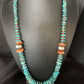 Navajo Natural Turquoise & Spiny Oyster Necklace | Sterling Silver | Authentic Native American | 25" | 13493