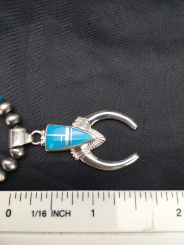 Navajo Blue Turquoise Naja Pendant Necklace | Sterling Silver | Authentic Native American Handmade | 2699 - Masha USA