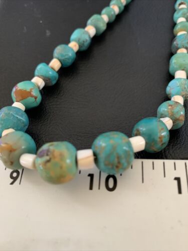 Navajo Pearls Graduated Blue Turquoise Necklace | Sterling Silver | Authentic Native American | 30" | 12542