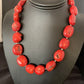 Navajo Red Coral Bead Necklace | Sterling Silver | 20" | Authentic Native American Handmade | 13409