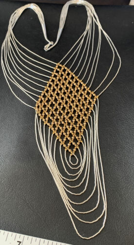 Gold-Filled Liquid Silver Heishi Necklace | 10 Strand Sterling Tube | 19" | 12631