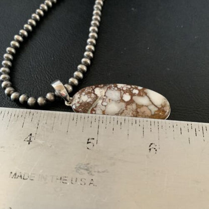 Navajo Wild Horse Turquoise Pendant Necklace | Sterling Silver | Authentic Native American Handmade | 10828