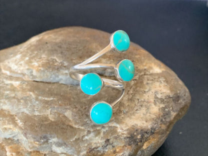 Navajo Blue Kingman Turquoise Multi-Stone Ring | Authentic Native American Sterling Silver | Sz 6 | 12458