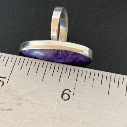 Navajo Purple Charoite Ring | Sterling Silver | Sz 8 Adjustable | Authentic Native American Handmade | 10528