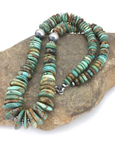 Navajo Graduated Turquoise Necklace | Sterling Silver | Authentic Native American | 21" | 1242