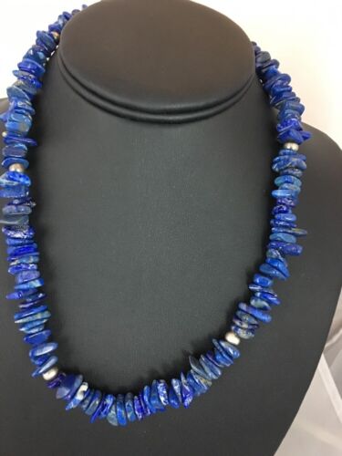 Men's Lapis Lazuli Necklace | Navajo Sterling Silver | Authentic Native American Handmade | 18" | 8066