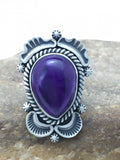 Native American Sugilite Navajo Ring | Sterling Silver | Sz 7.5 | 4189