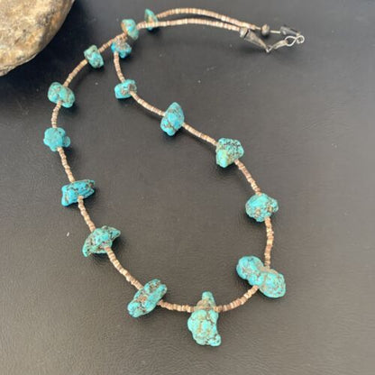 Navajo Turquoise Necklace | Sterling Silver | 24" | Authentic Native American Handmade | 10686