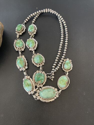 Navajo Sonoran Gold Turquoise Lariat Necklace | Native American Handmade | 02067